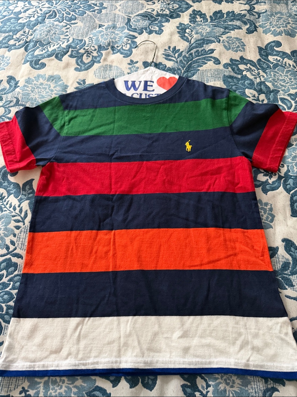 Polo by Ralph Lauren Striped Short Sleeve Tee in Navy, Green, Red, Orange, White